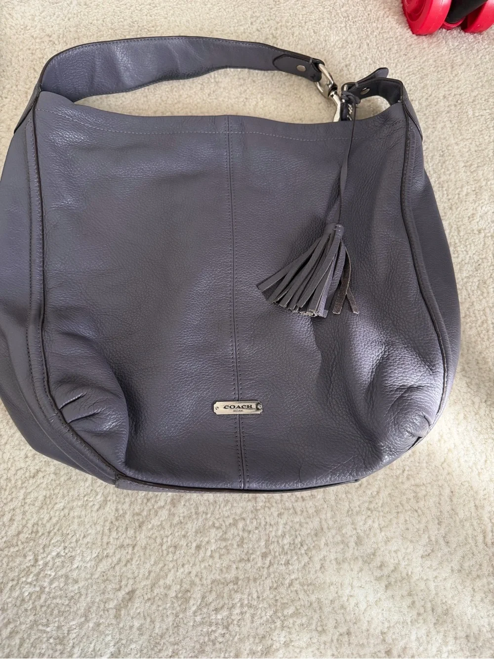 Coach Vintage Avery Park Purple Pebbled Leather Hobo Shoulder Bag Handbag F23309